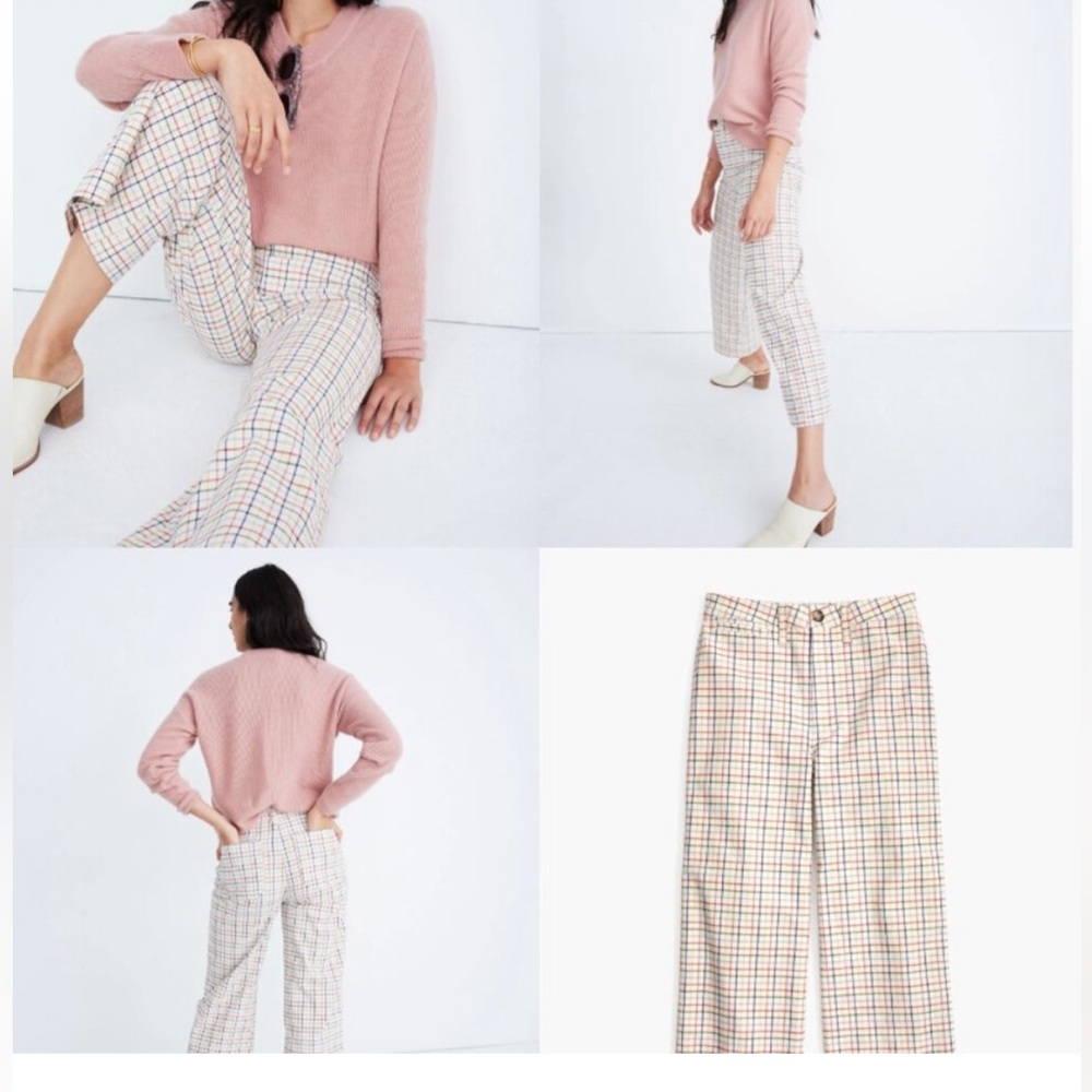Madewell Emmett Wide-Leg Crop Pants in Rainbow Windowpan - Picture 2 of 8
